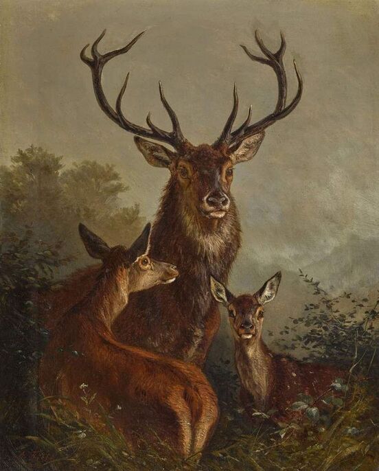 Legacy Painting of Deer Family